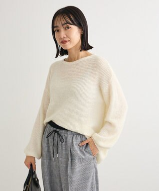 Green Parks シアーゆったりニットプルオーバー Off White