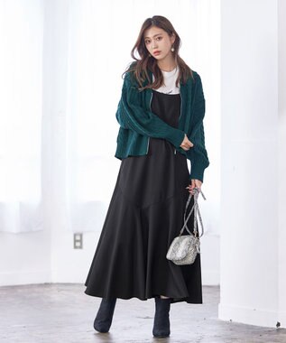 Tiaclasse 【洗える】アシンメトリーキャミワンピース ブラック