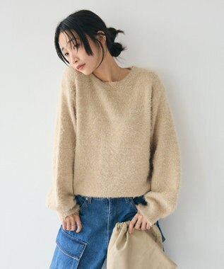 CRAFT STANDARD BOUTIQUE 洗える/ビスチェ付きシャギーニットプルオーバー Beige