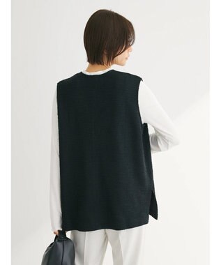 Green Parks ＳＥＴ２点　カットツイードベスト＋プルオーバー Black