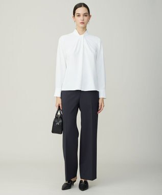 ICB ストレッチジョーゼット ボウタイライク ブラウス オフホワイト