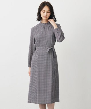 デシンハウンドトゥースプリント ワンピース