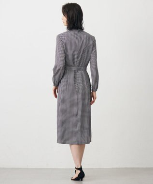 J.PRESS LADIES L デシンハウンドトゥースプリント ワンピース ネイビー系