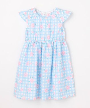 ANY KIDS 【綿100%/接触冷感】ひんやり サマーワンピース サックスブルー×ギンガム