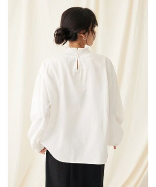 CRAFT STANDARD BOUTIQUE インドコットンシャーリングハイネックブラウス Off White
