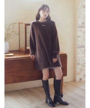 earth music&ecology ミニシャギーチュニック Brown