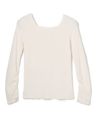 GRACE CONTINENTAL タフタケープ付ニットトップ ホワイト