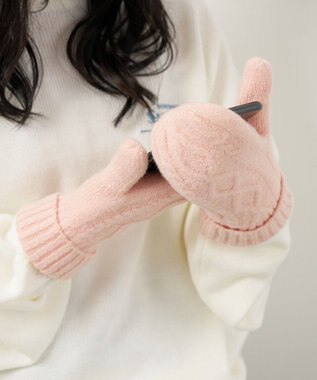 WEGO 【手袋】ケーブルミトングローブ ライトピンク