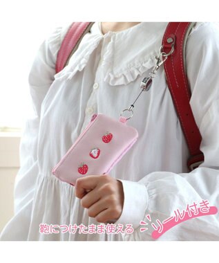 Mother garden マザーガーデン 野いちご キー＆パスケース ICカード入れ リール付き ピンク（淡）