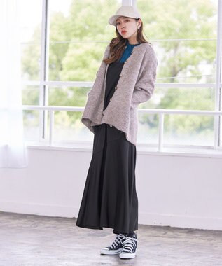 Tiaclasse 【洗える】アシンメトリーキャミワンピース ブラック