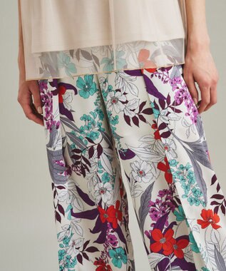 GRACE CONTINENTAL ボタニカルプリントワイドパンツ ベージュ