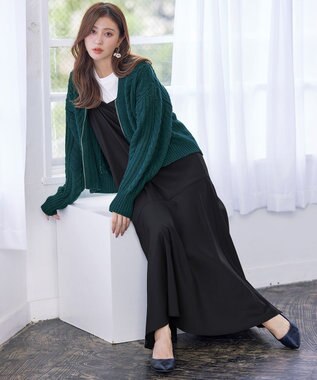 Tiaclasse 【洗える】アシンメトリーキャミワンピース ブラック