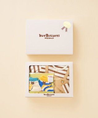 MIKI HOUSE HOT BISCUITS カバーオール＆ローカットソックスギフトセット【BOX付き】 ベージュ