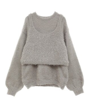 CRAFT STANDARD BOUTIQUE 洗える/ビスチェ付きシャギーニットプルオーバー Gray