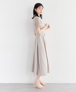YECCA VECCA レース切替ワンピース Gray Beige