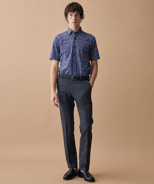 JOSEPH ABBOUD 【日本製ジャージー使用・清涼感・イージーケア】シャンブレー ペイズリープリント シャツ ダルブルー系7