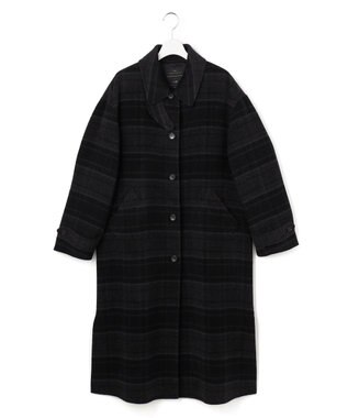 23区 【~8/23まで受注生産/受注限定カラー】MANTECOPureリバーチェック ステンカラー ロングコート ブラックチェック系