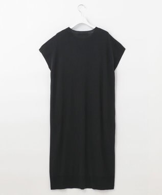 自由区 【洗える】ハイツイストコットンアセテート サマーニットドレス ブラック系
