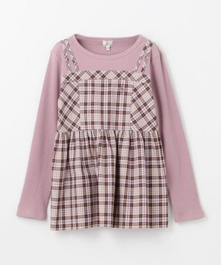 組曲 KIDS 【150-160㎝】ビスチェック トップス グレー×ブラウン系