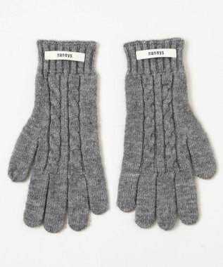 WEGO ケーブル編みグローブ グレー