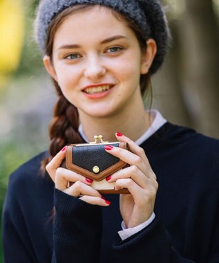 UNBILLION ペルケ perche トリミング配色外ガマミニウォレット