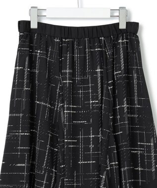 23区 【洗える】モノクロトーンプリント スカート ブラック系