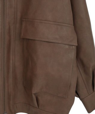 earth music&ecology フェイクレザージップジャケット Light Brown