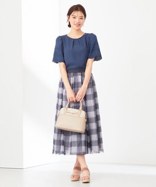 ANY SIS L 【洗える】エンブロイダリーフレアスリーブ ブラウス ブルー