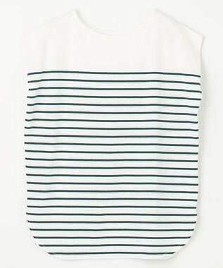 ANY 【接触冷感・UVケア】TCオーガビッツボーダー Tシャツ オフ×グリーン