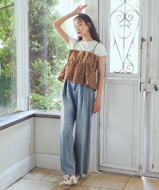 earth music&ecology キラキラフラワー刺繍ビスチェ Brown