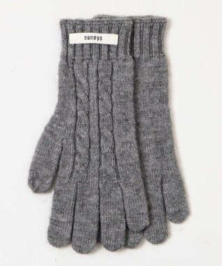 WEGO ケーブル編みグローブ グレー
