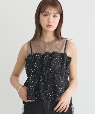 earth music&ecology キラキラフラワー刺繍ビスチェ Black