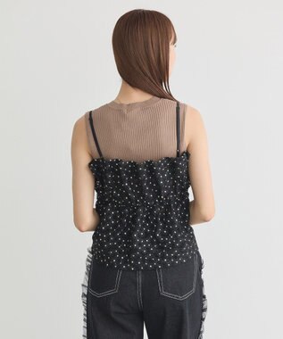 earth music&ecology キラキラフラワー刺繍ビスチェ Black