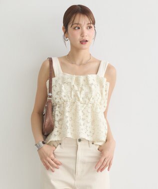 earth music&ecology キラキラフラワー刺繍ビスチェ Ivory