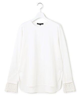 23区 S 【洗える】ナチュラルコットンベア レースレイヤード カットソー ホワイト系