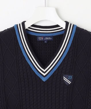 23区GOLF 【MEN】コットンブレンド ニットベスト ネイビー系