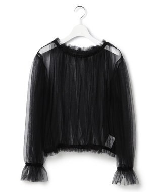23区 S 【GOLD LABEL】チュール ギャザーブラウス ブラック系