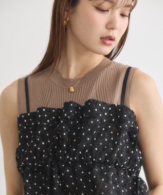 earth music&ecology キラキラフラワー刺繍ビスチェ Black