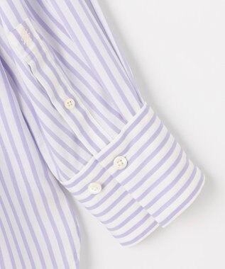 自由区 L SOMELOSバンドカラー ブラウス モーヴストライプ