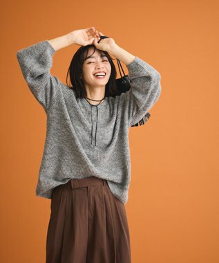 Green Parks シアーゆったりニットプルオーバー Gray