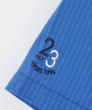 23区GOLF 【MEN】【吸水速乾・UVケア】ストレッチサッカー半袖シャツ サックスブルー系