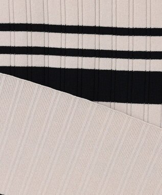 J.PRESS LADIES L 【洗える】レーヨンエリートストレッチ ボーダー ニット ベージュ×ネイビー系