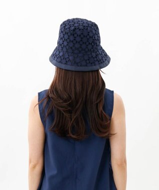 AURORA 【 LANVIN COLLECTION（ランバン コレクション） 】レースJL切り替えクロッシェハット ネイビー