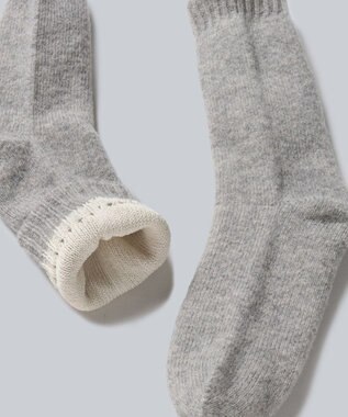 WHITE MAILS 【UNISEX】WOOL PAPER DOUBLE KNIT ルームソックス ライトグレー
