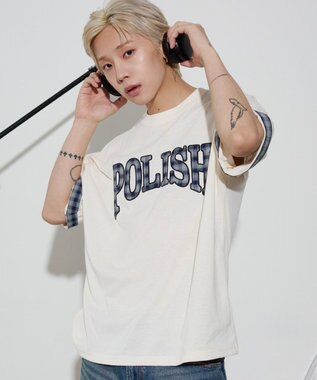WEGO 【ユニセックス着用ITEM】チェックディテールロゴT（SS） ホワイト