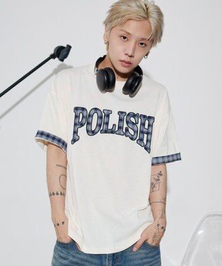 WEGO 【ユニセックス着用ITEM】チェックディテールロゴT（SS） ホワイト