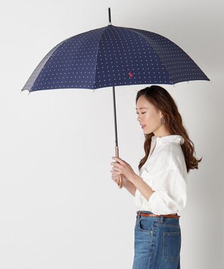MOONBAT POLO RALPH LAUREN（ポロ ラルフローレン)ドット×ロゴ 雨傘 長傘 ネイビーブルー