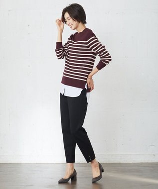 J.PRESS LADIES 【洗える】ミラノリブバスクボーダー ニット パープル系1