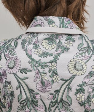 GRACE CONTINENTAL マルチフラワー刺繍フレアワンピース グレー