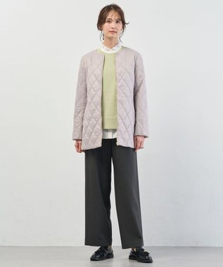 J.PRESS LADIES S 【2way】VINAジェットオックス ノーカラー コート グレージュ系